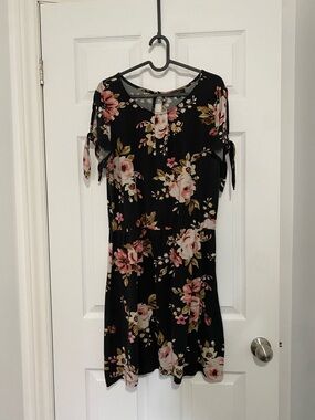 Eclipse Black Mini Dress with Pink Floral Print